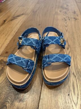 Steve Madden Blue Denim-Style Platform Sandals